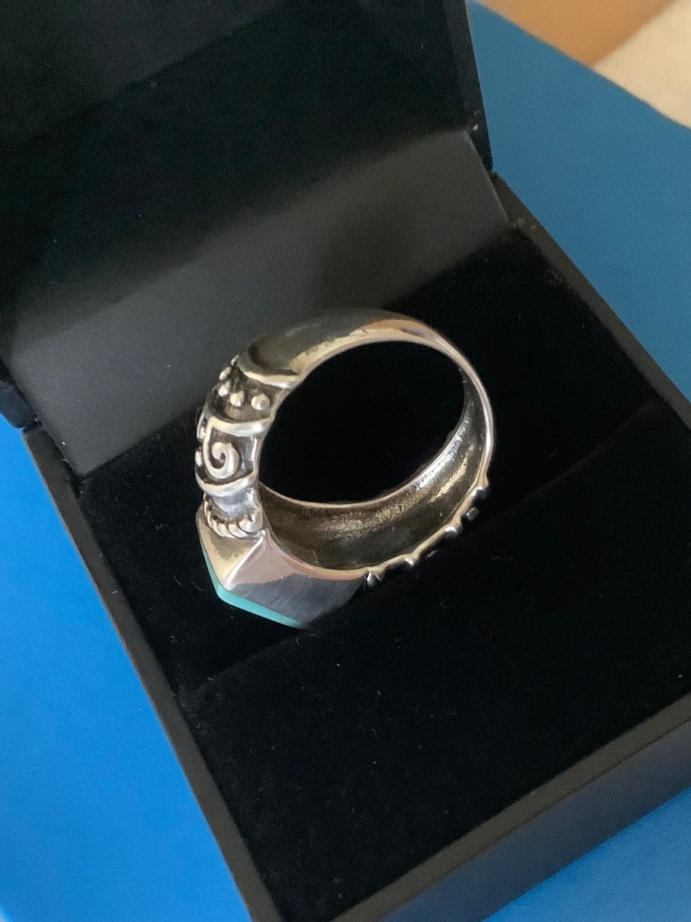 925 Sterling Silver Vintage Turquoise Western Ring SZ 8 - Picture 8 of 16